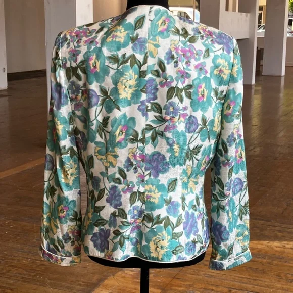Vintage floral silk jacket - Picture 2 of 8